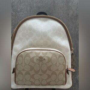 Coach Cream & Tan Signature Backpack